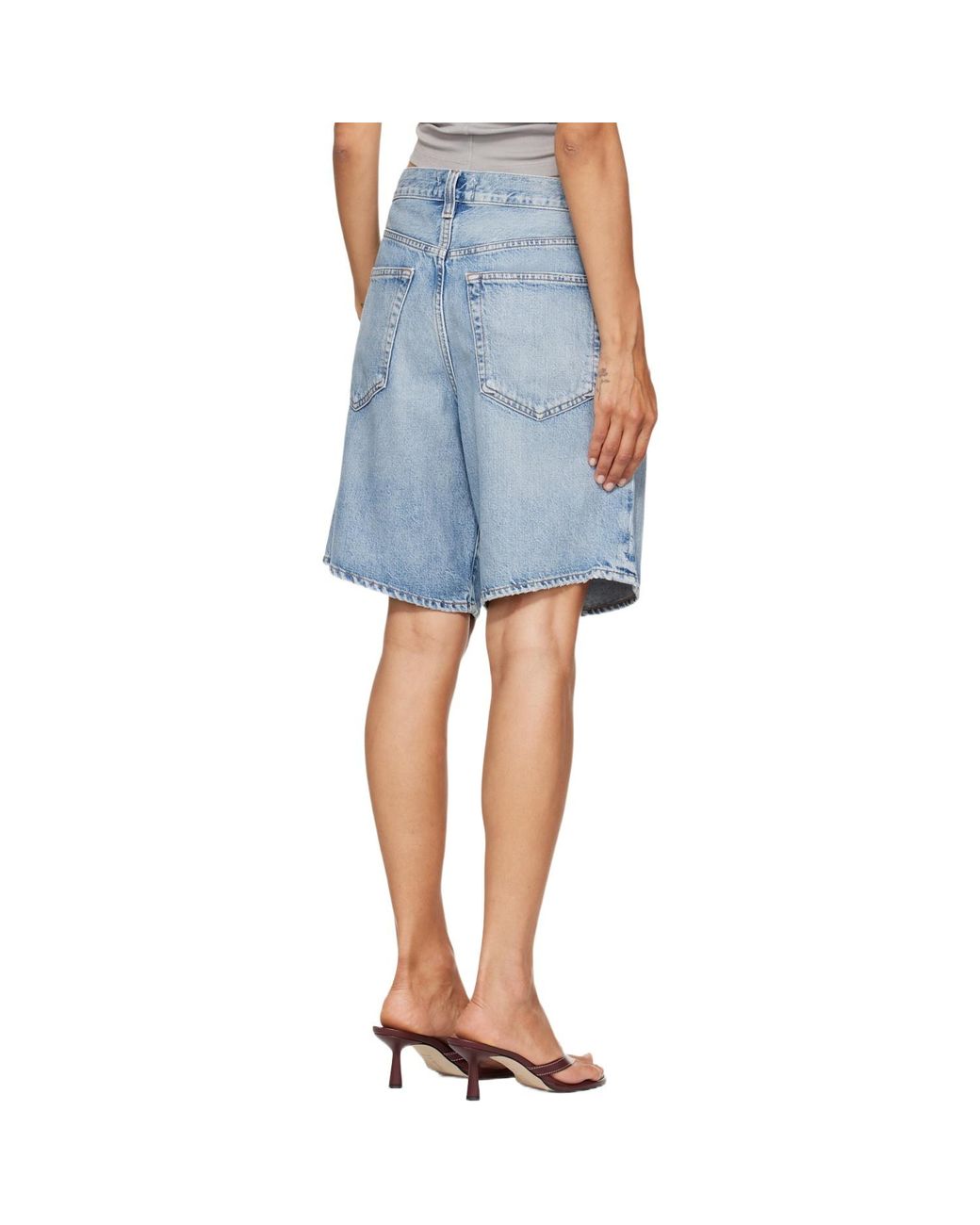Agolde Blue Belt-Loop Denim Shorts