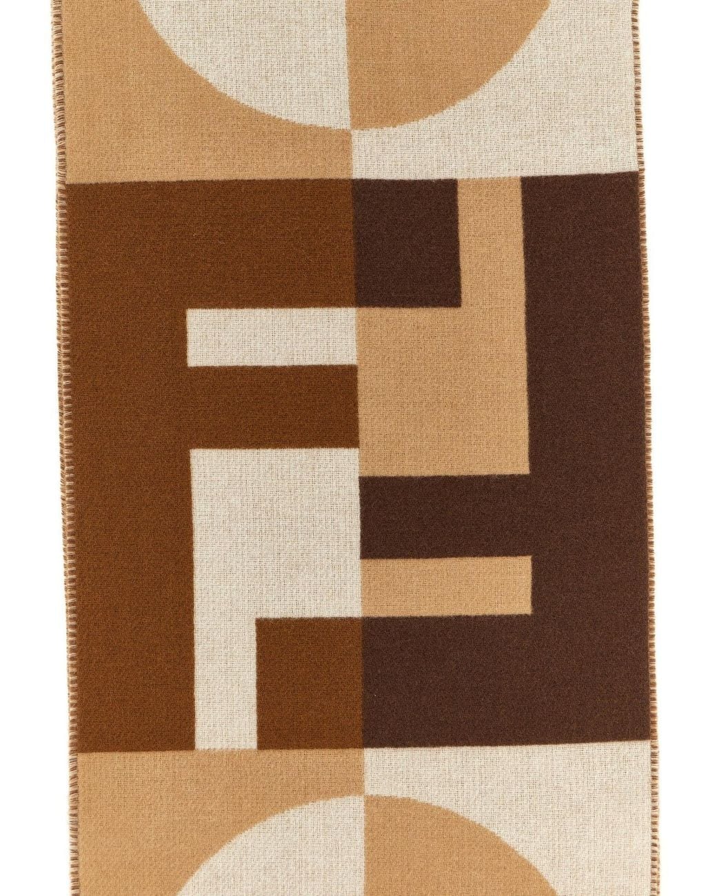 Fendi Metallic Geometric Pattern Fringed Knit Scarf