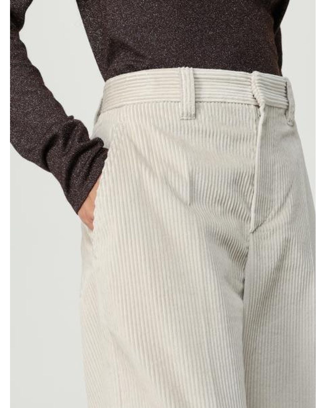 Brunello Cucinelli Natural Monili Detailed Straight Leg Trousers
