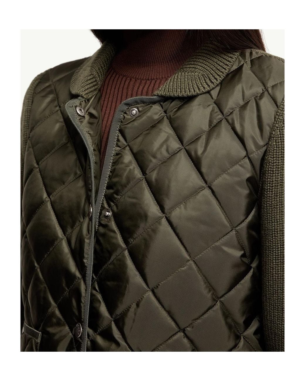 Moncler Green Diamond Quilted Padded Wool Cardigan