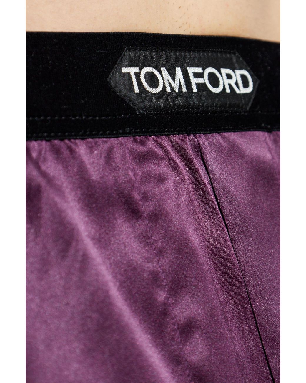 Tom Ford Purple Logo-Waist Silk Boxers for men