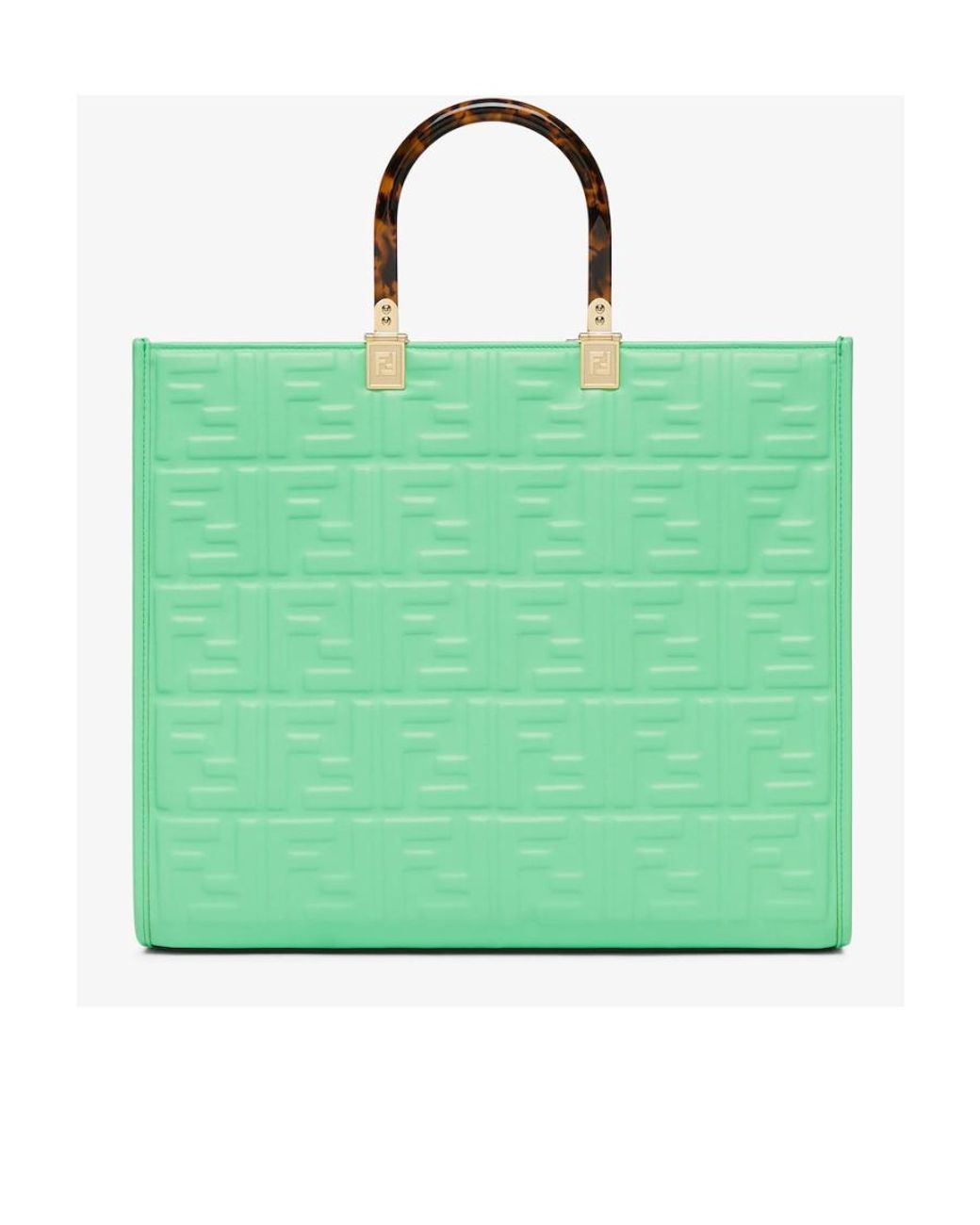 Fendi Green Monogram Embossed Tote Bag