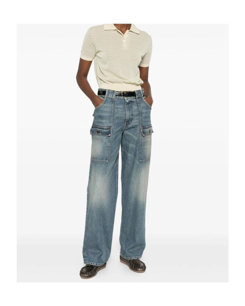 Miu Miu Blue Logo-Patch Denim Jeans