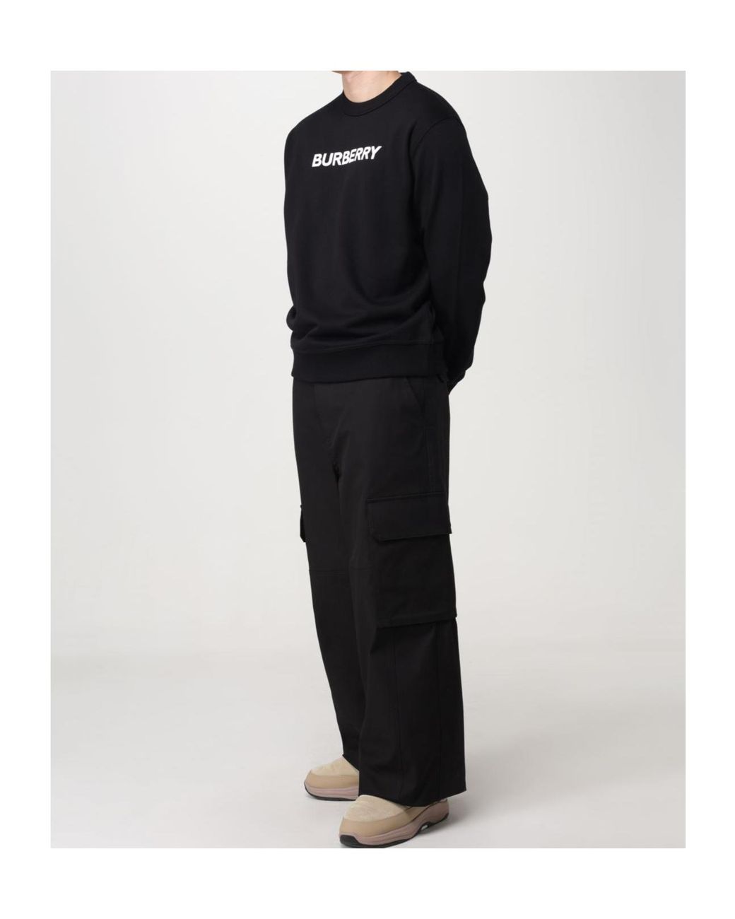 Burberry Black Logo Printed Crewneck Sweatshirt for men