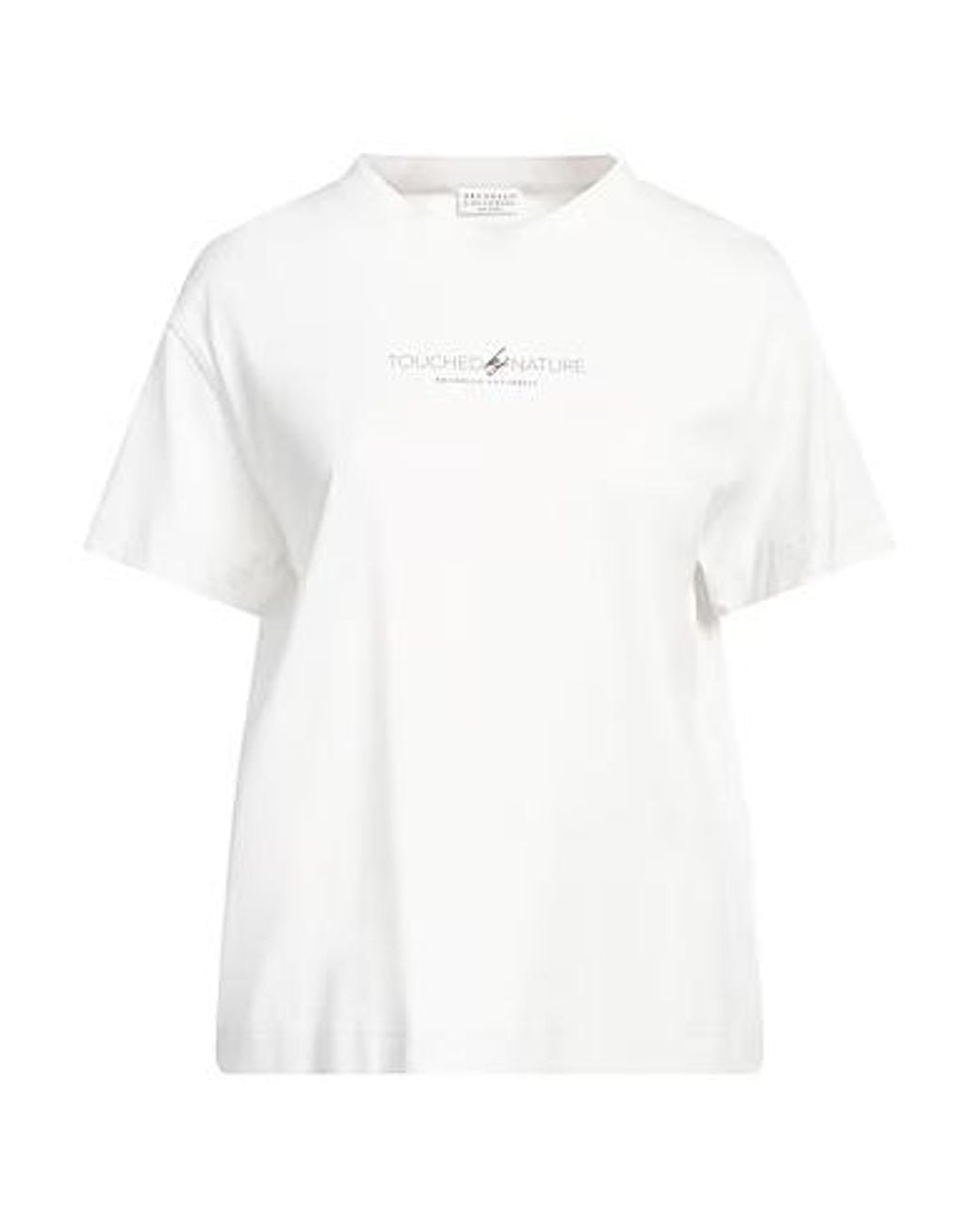 Brunello Cucinelli White Solid Color Short-Sleeve T-Shirt