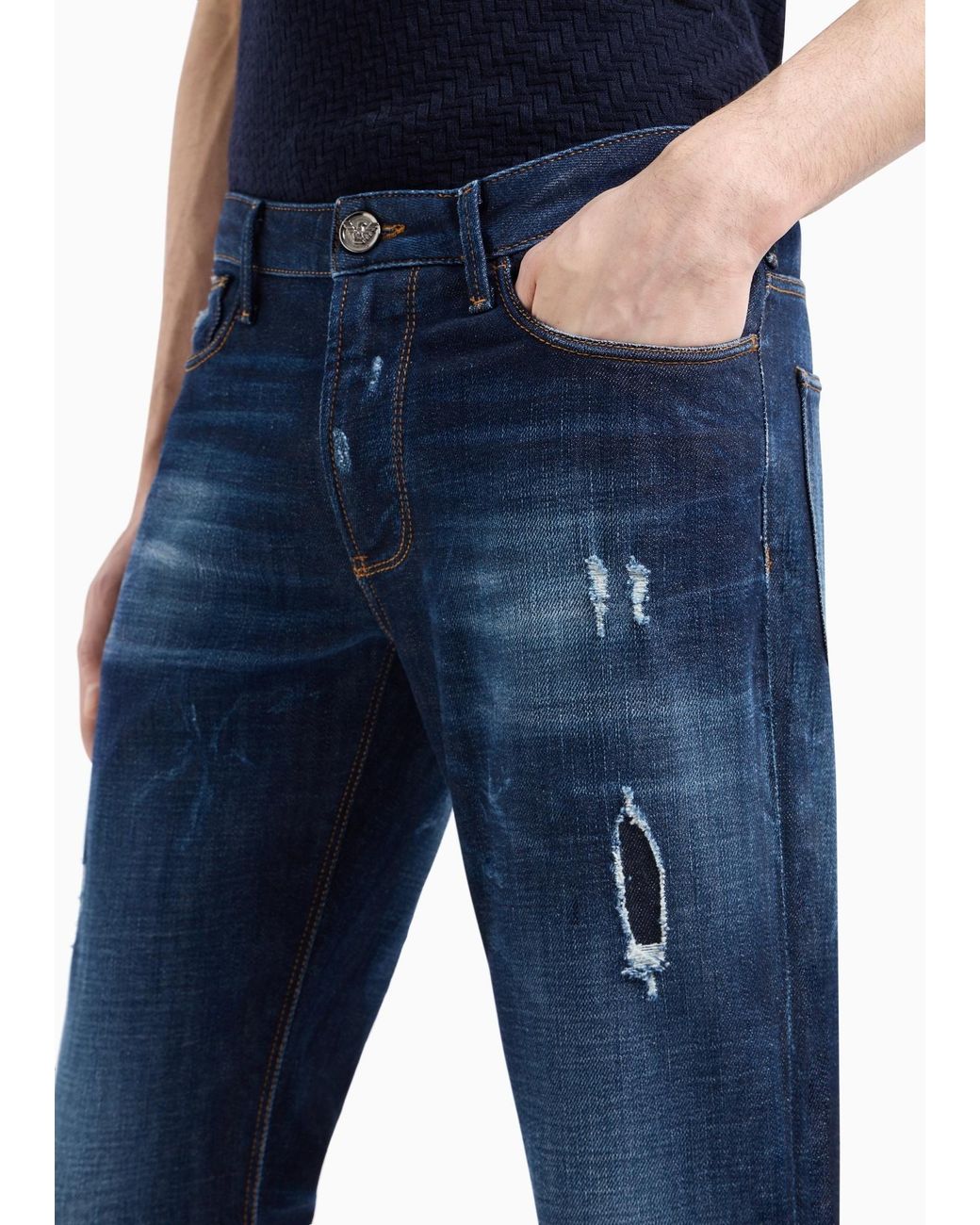 Emporio Armani Blue Straight-Leg Jeans for men
