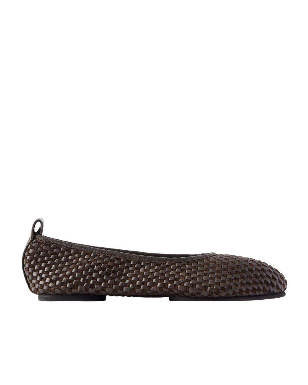 St. Agni Brown Lattice Woven Leather And Suede Ballet Flats