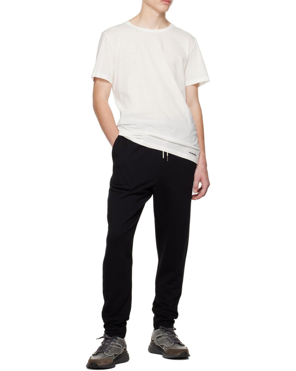 Jil Sander White Logo Printed Crewneck T-Shirt for men