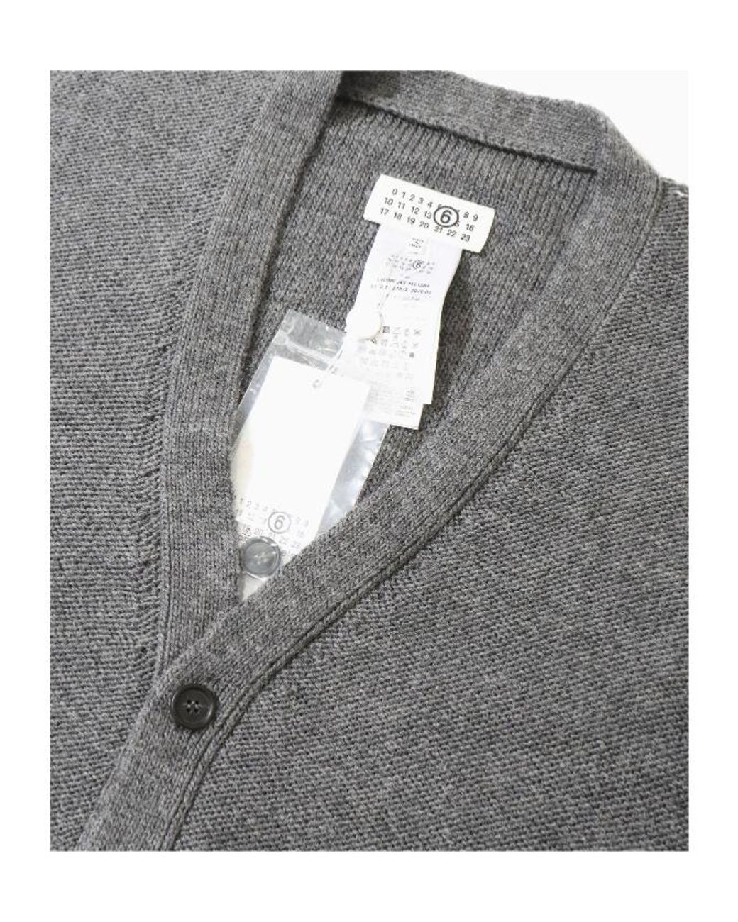 MM6 by Maison Margiela Gray Button-Fastening Oversized Knitted Cardigan