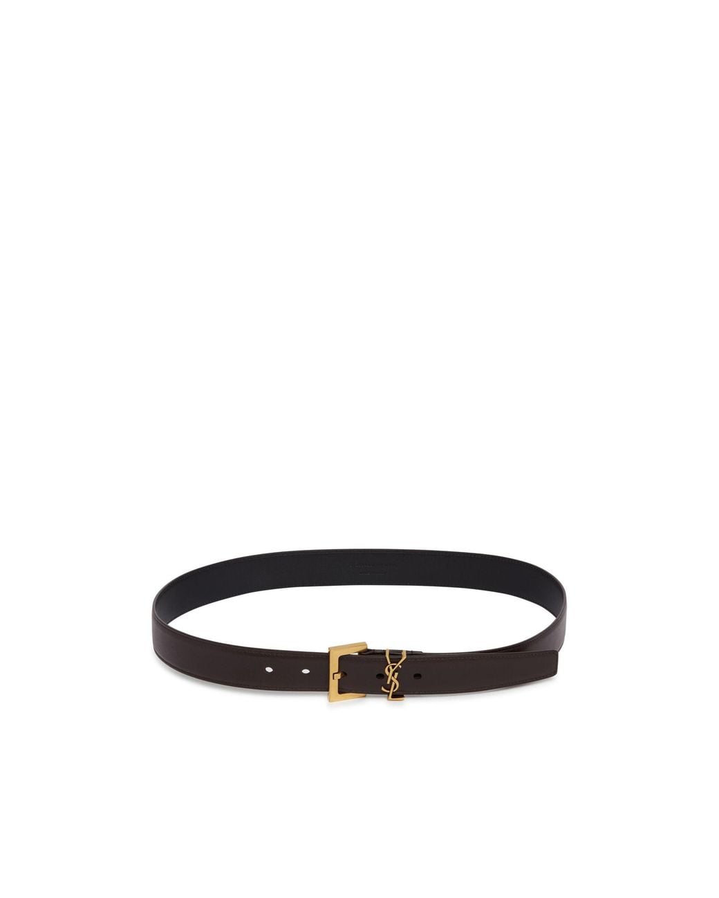 Saint Laurent White Cassandre Logo Plaque Belt