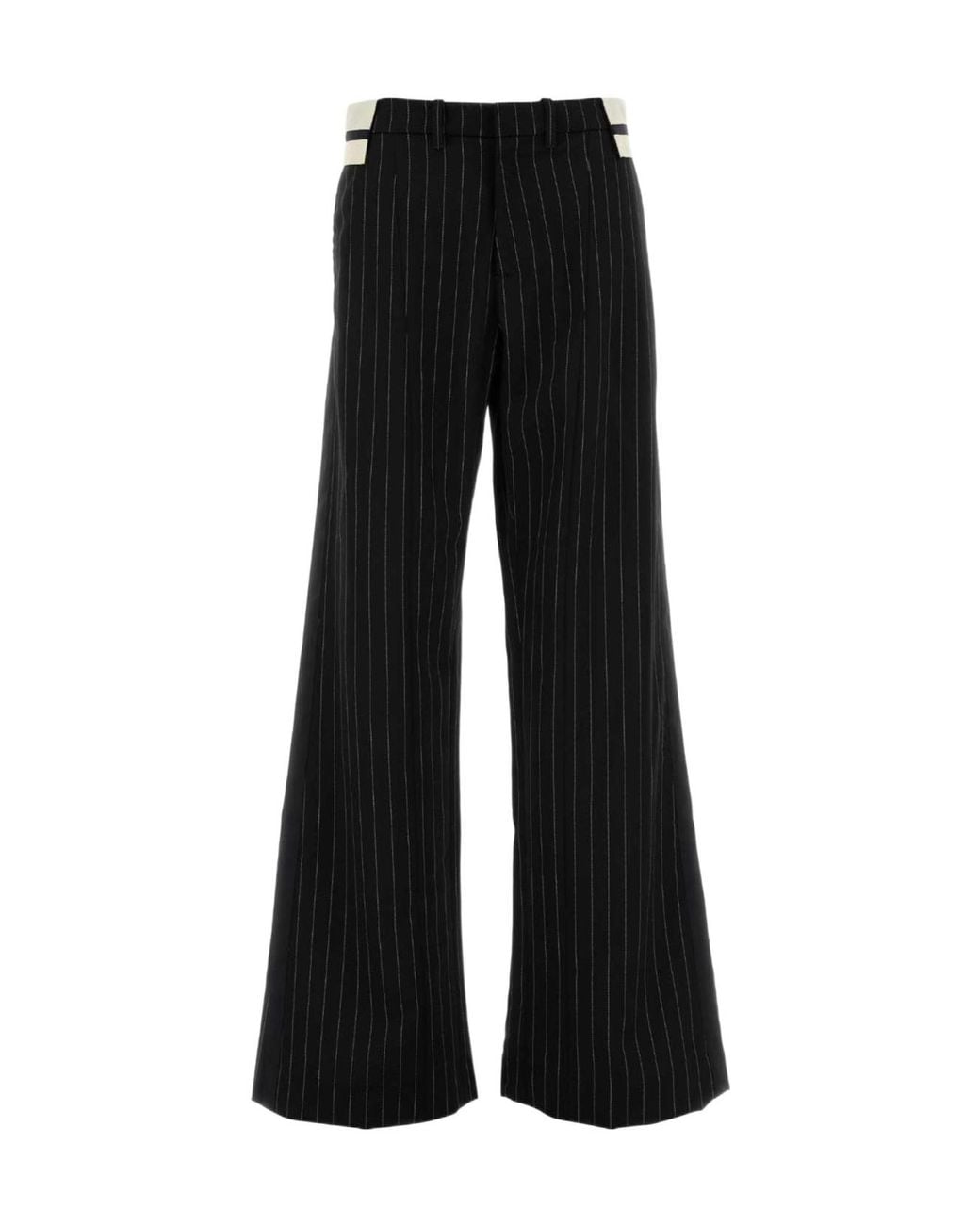 Jean Paul Gaultier Black Pinstripe Exposed-Waist Pants