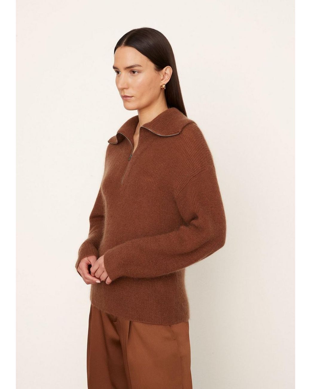 Vince Brown Half-Zip Pullover Jumper