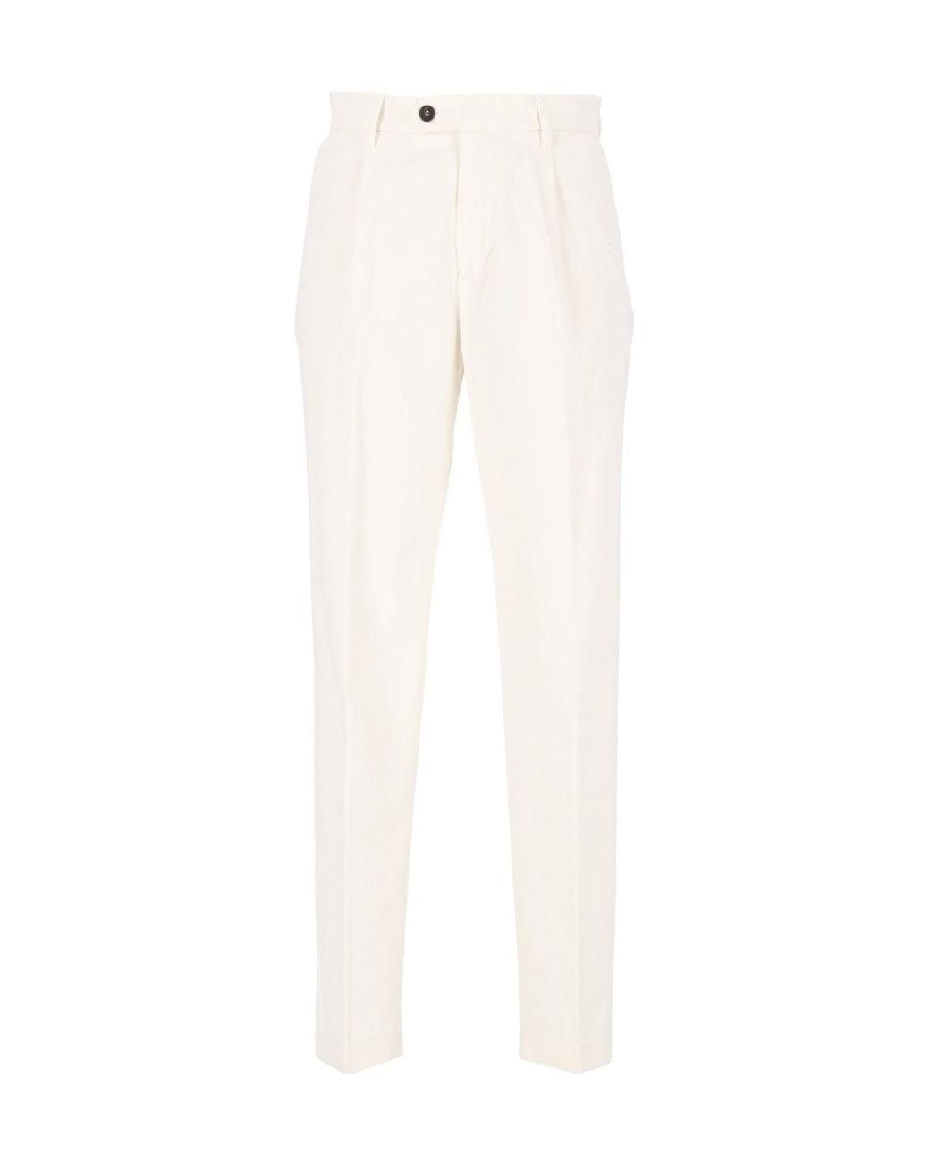 Eleventy White Pleated Tapered Pants for men