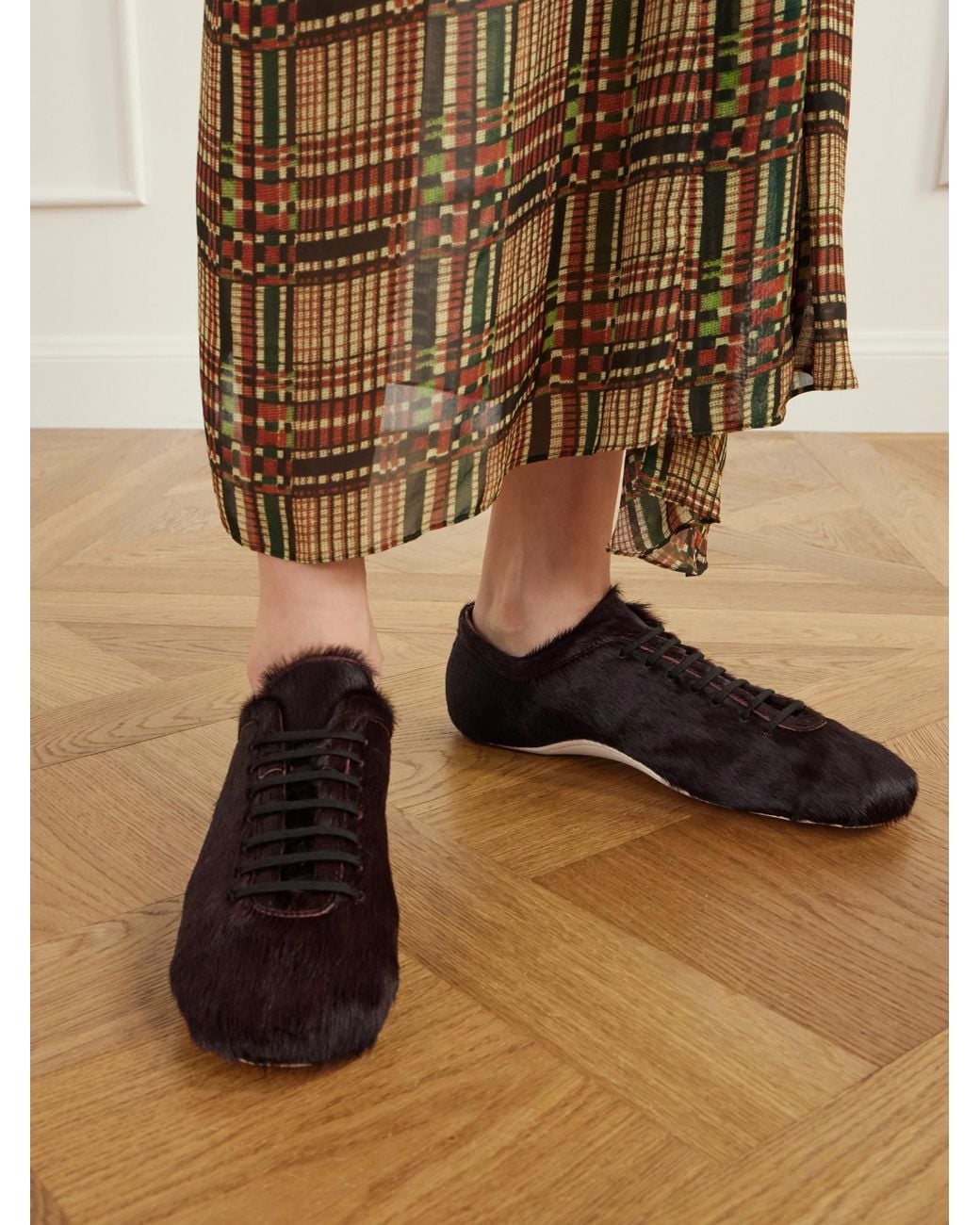 Dries Van Noten Brown Calf-Hair Sneakers