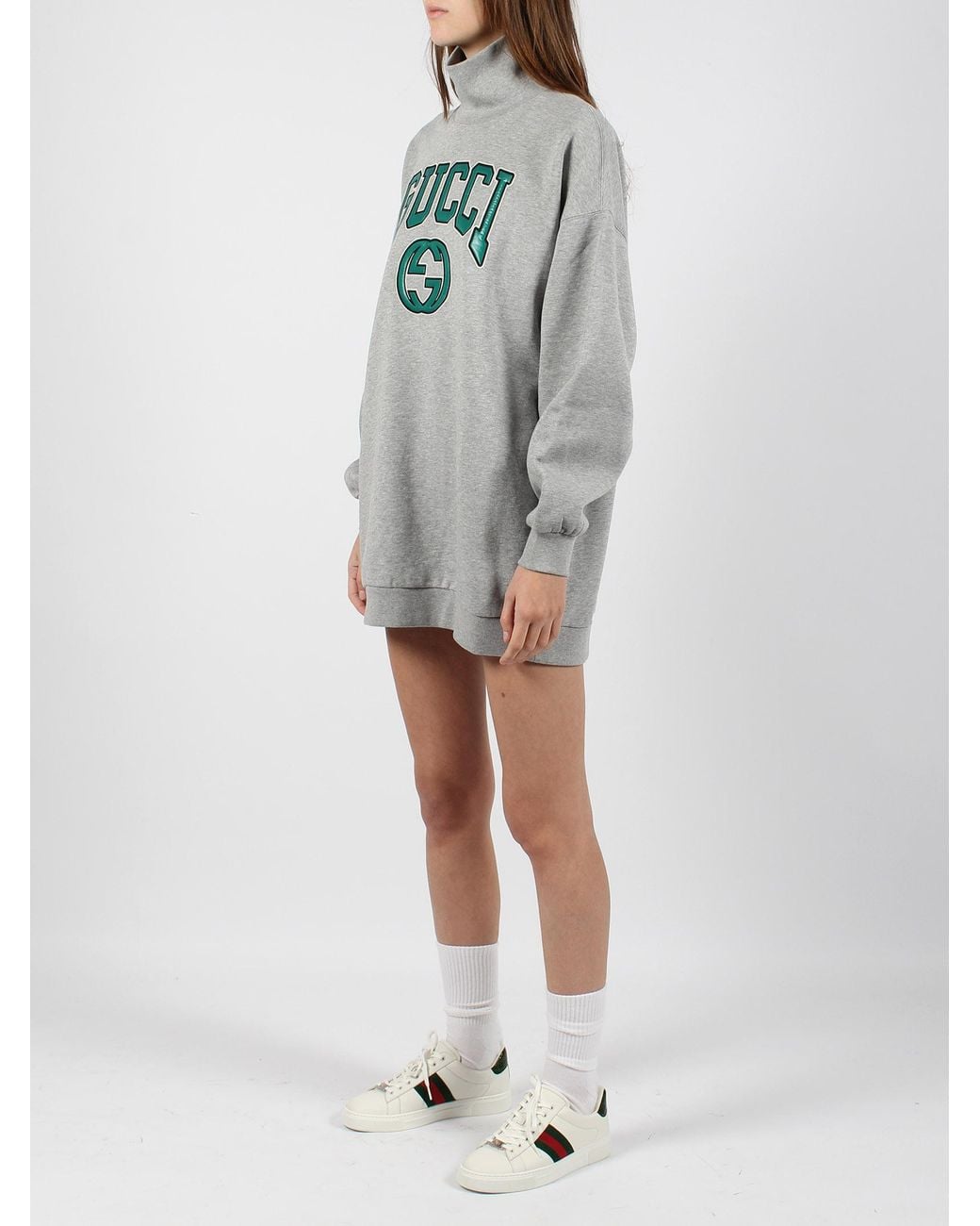 Gucci Gray Logo Embroidered Crewneck Sweatshirt