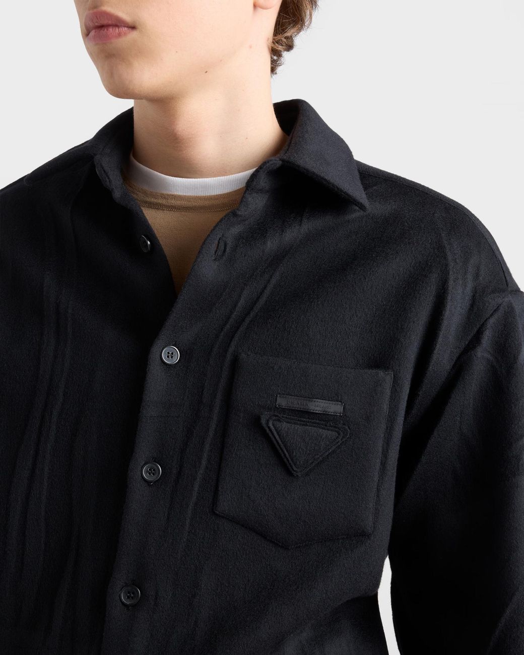 Prada Blue Wool And Cashmere Shirt for men
