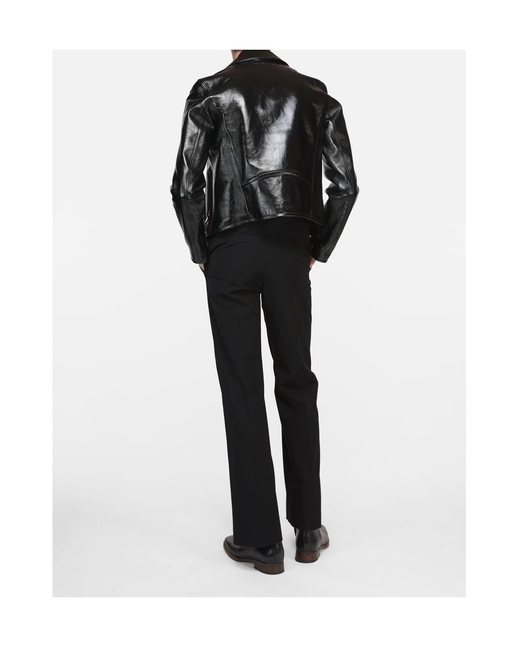 Acne Black Zip-Up Leather Biker Jacket for men