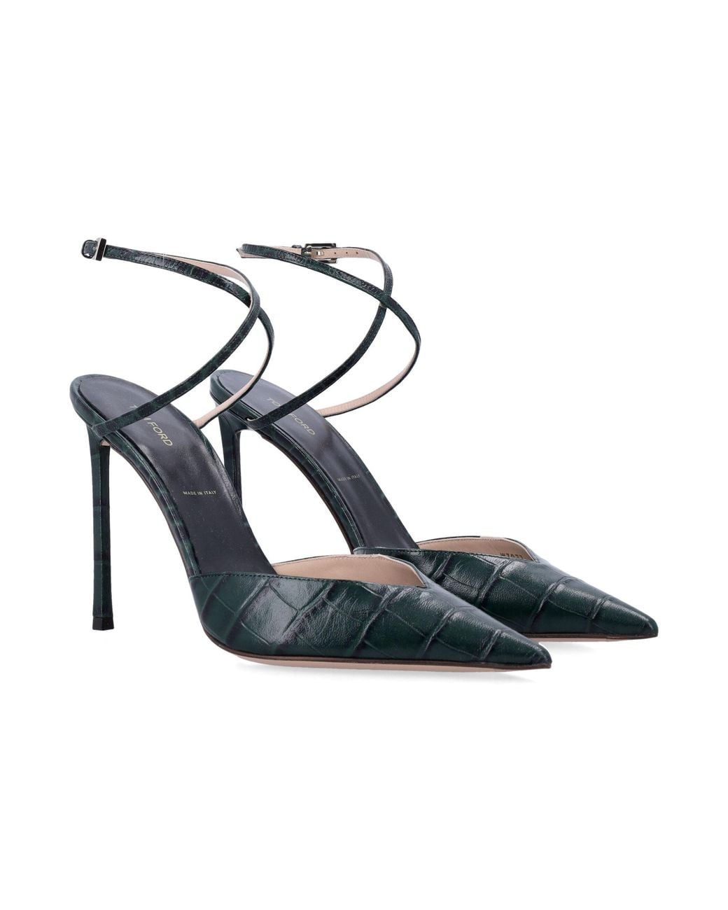 Tom Ford Blue Croc-Effect Leather Pumps
