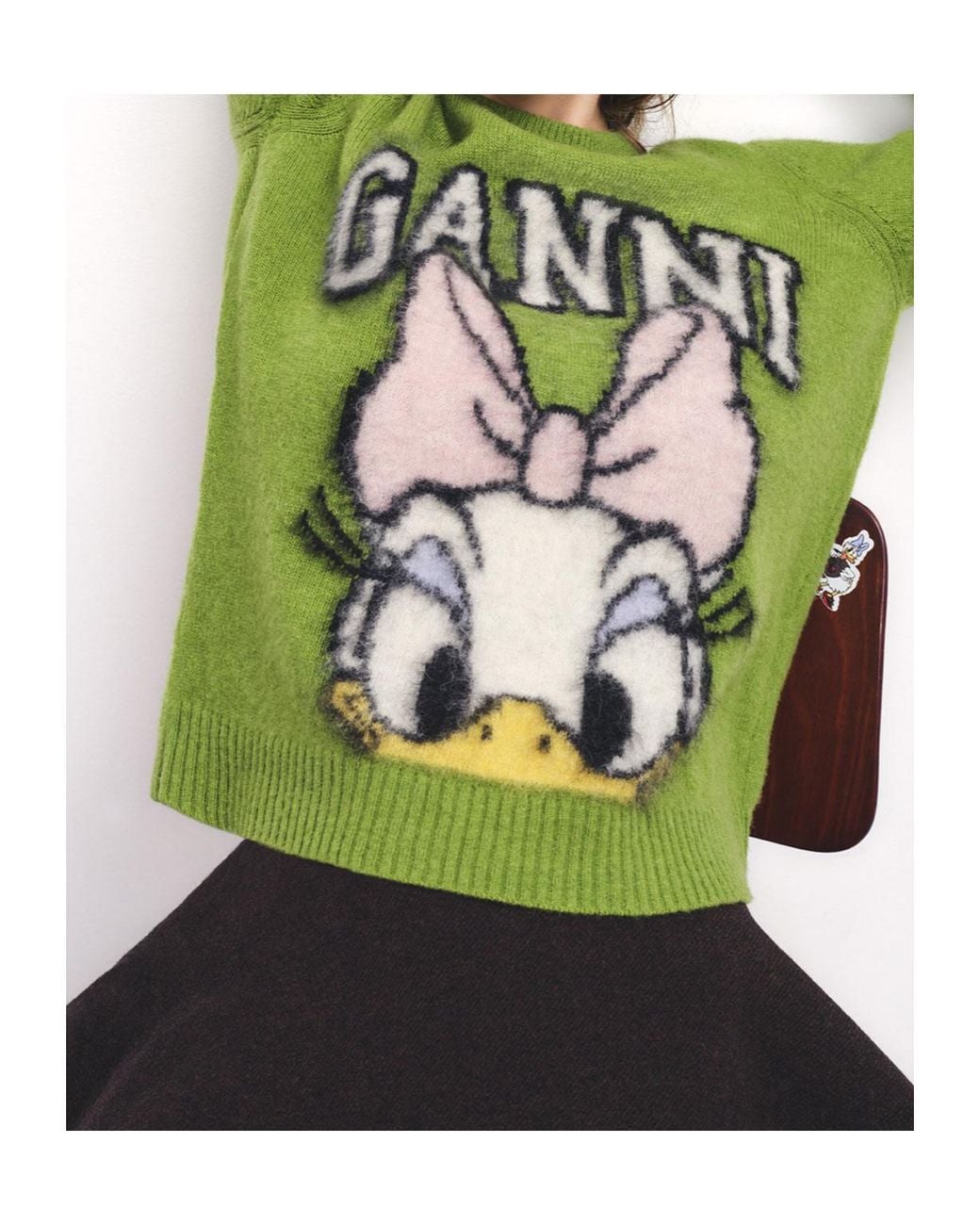 Ganni Green Daisy Duck Brushed Wool Jumper
