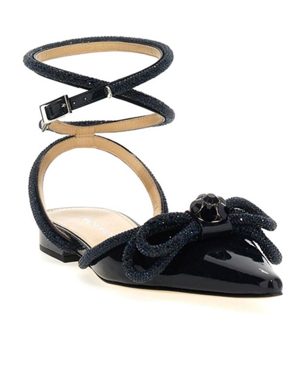 Mach & Mach White Mach Mach Double Bow Pointed Toe Ballerina Shoes