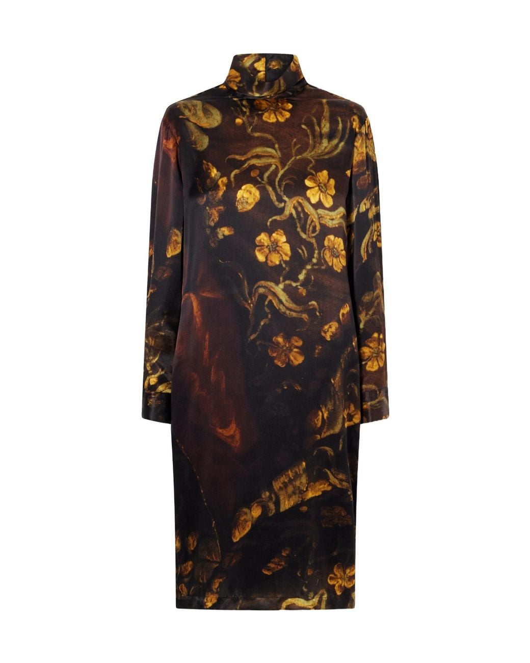 Dries Van Noten Multicolor Floral-Print Silk Knee-Length Dress
