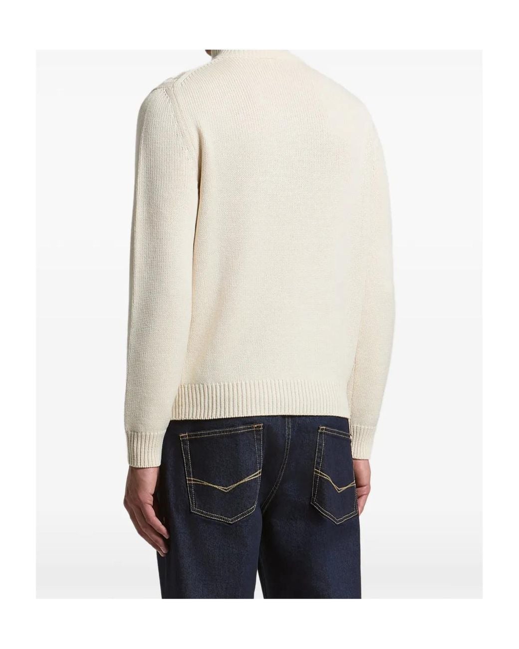Peserico White Turtleneck Cable-Knit Jumper for men