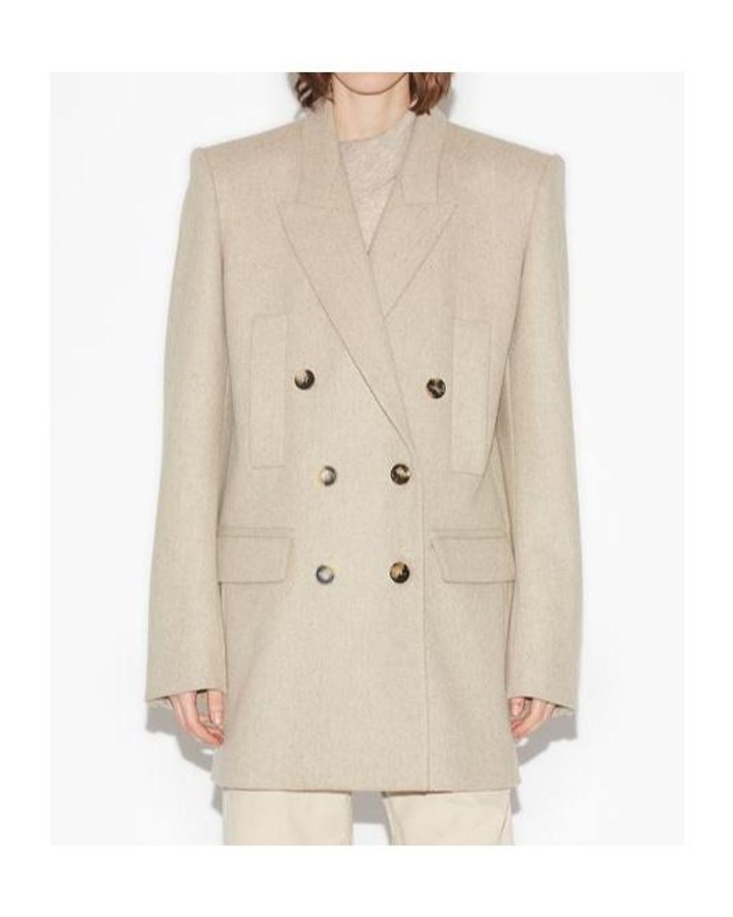 Isabel Marant Natural Double-Breasted Tailored Blazer