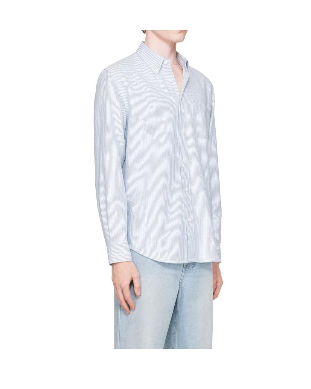 A.P.C. White Striped Button-Down Shirt for men