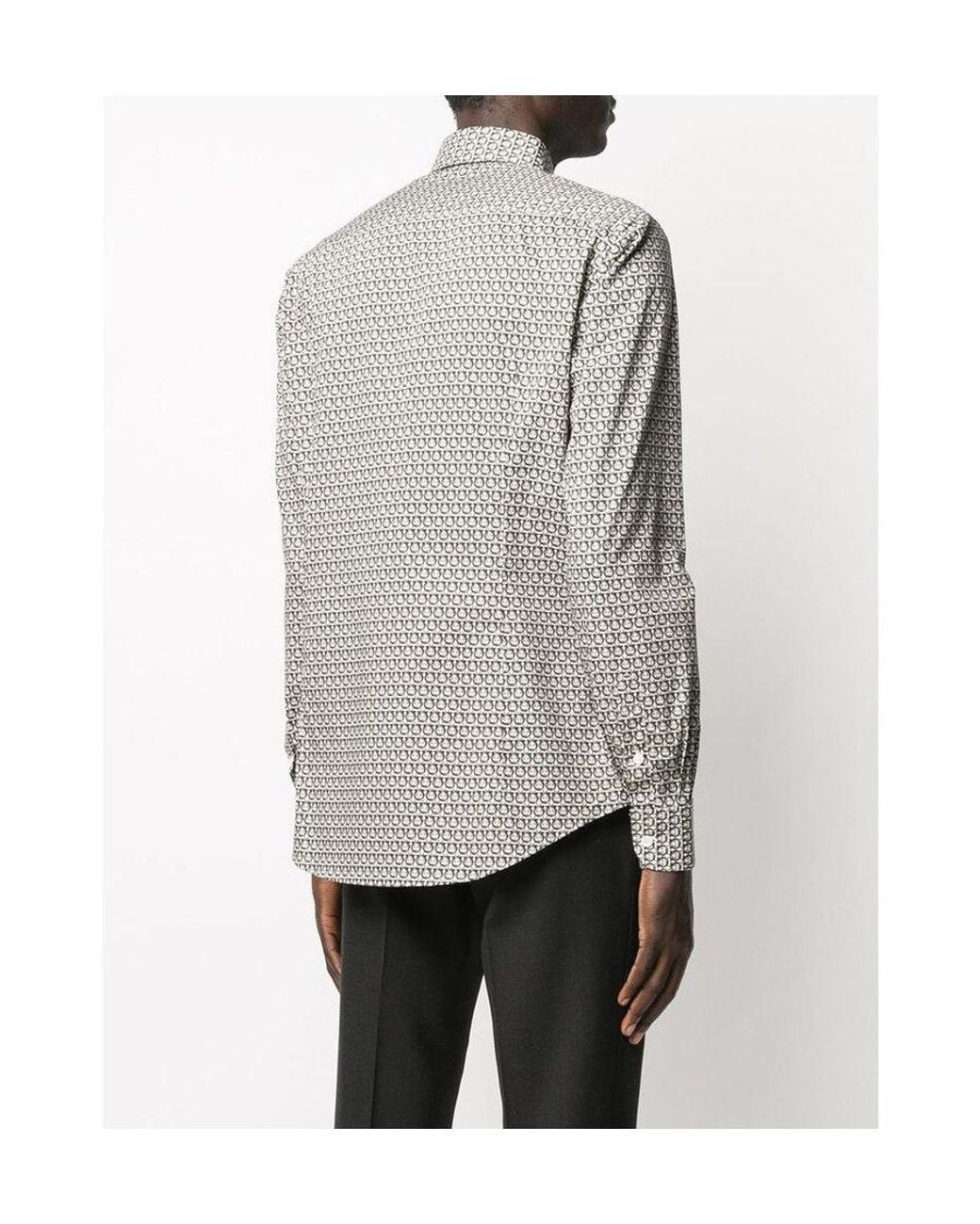 Ferragamo Gray Patterned Cotton Shirt for men