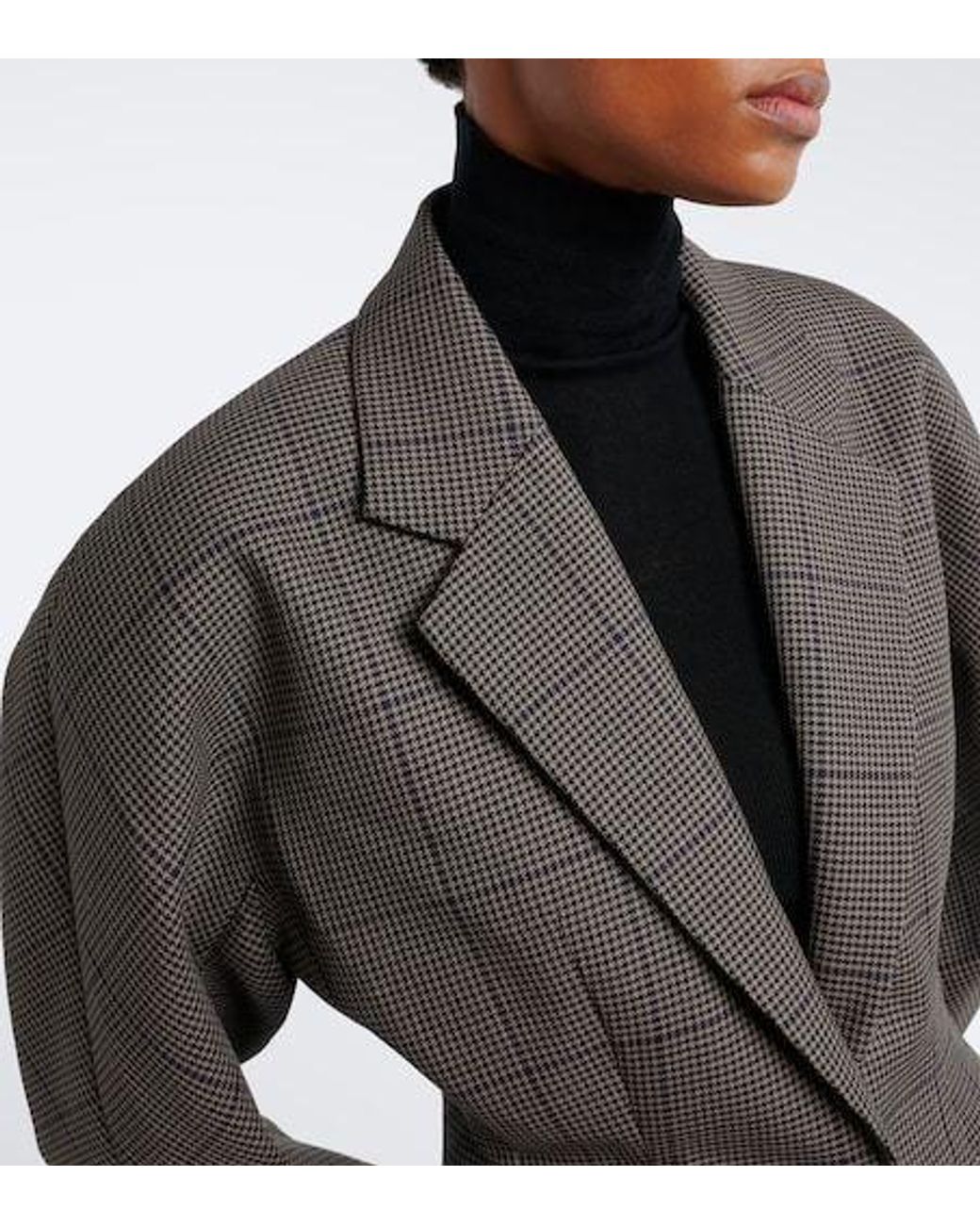Mugler Gray Checked Oversized Wool Jacket