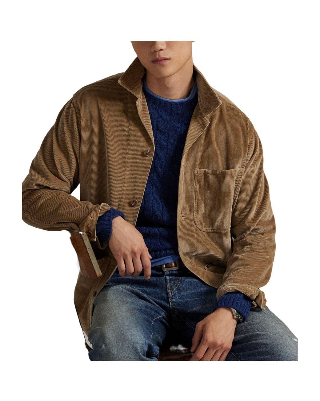 Polo Ralph Lauren Brown Corduroy Lapel Workwear Jacket for men