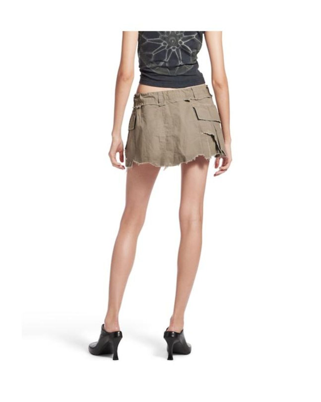 Balenciaga Natural Distressed Mini Skirt