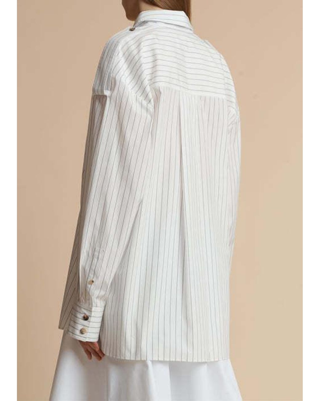 Khaite White The Tamal Striped Button-Up Shirt