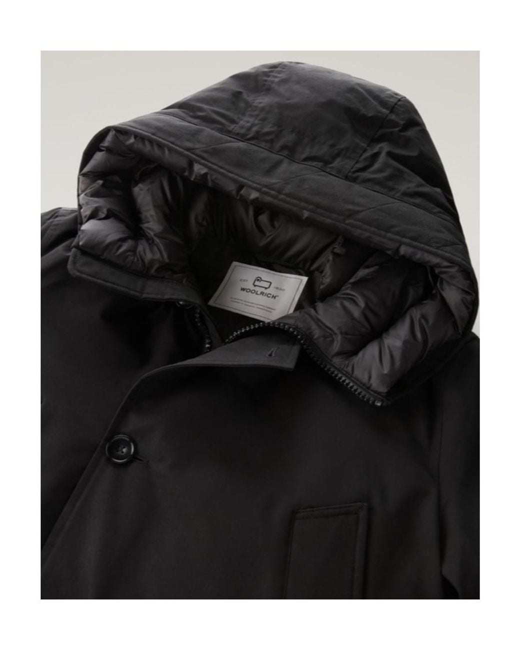 Woolrich Black Arctic Button-Up Padded Jacket for men