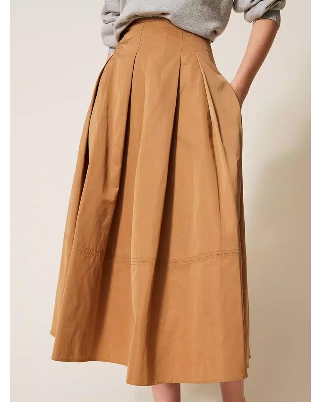 Twinset Natural Pleated Midi Skirt