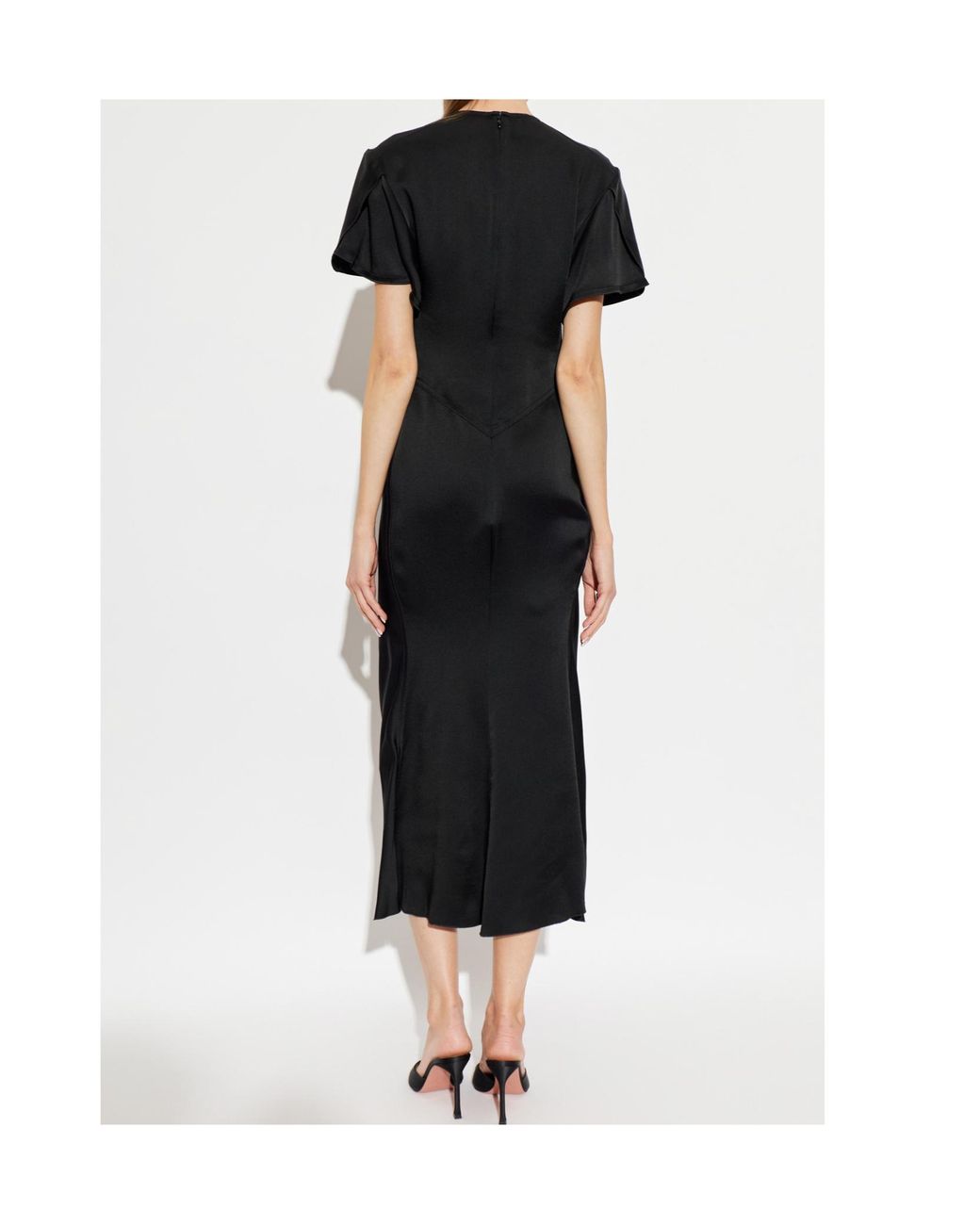 Victoria Beckham Black Draped Midi Dress