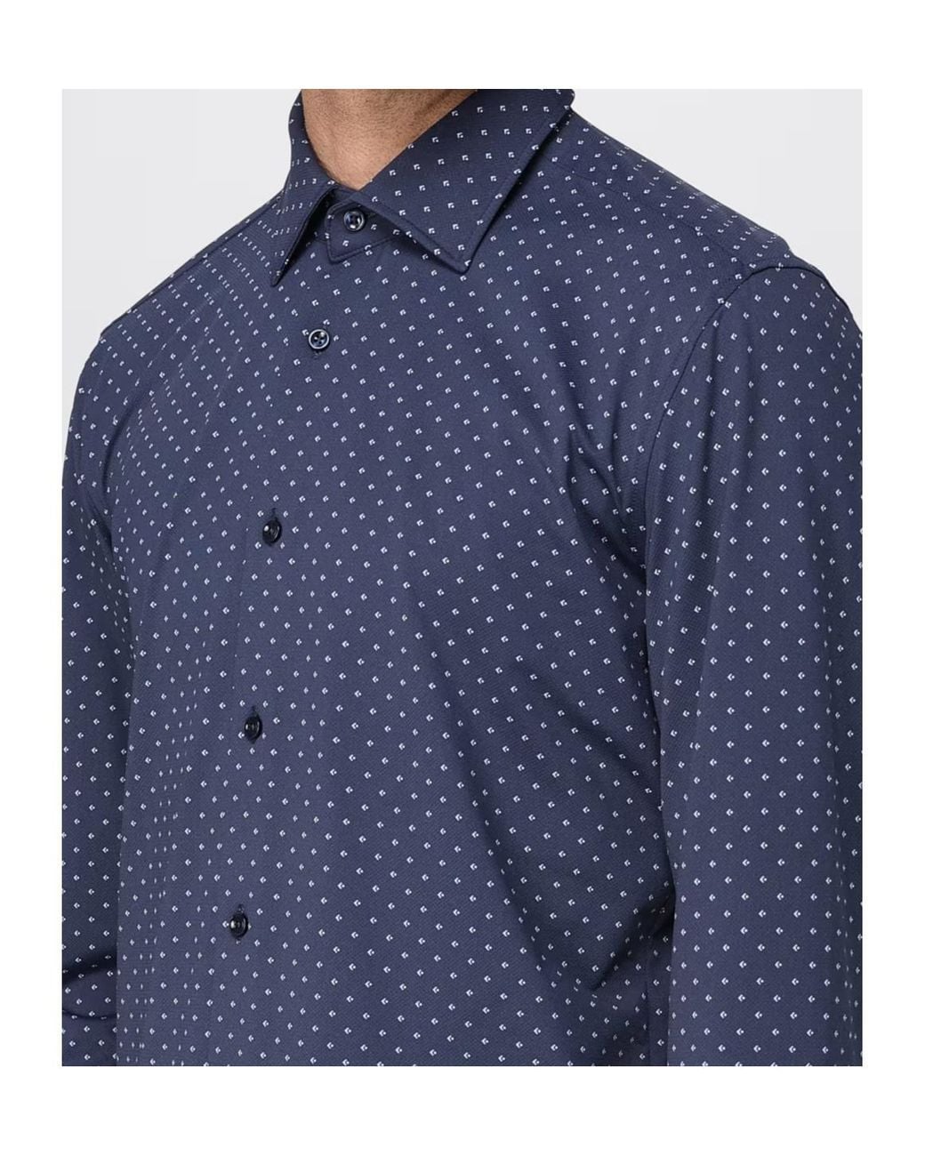 Boss Blue Boss Geometric-Print Performance-Stretch Slim Fit Shirt for men