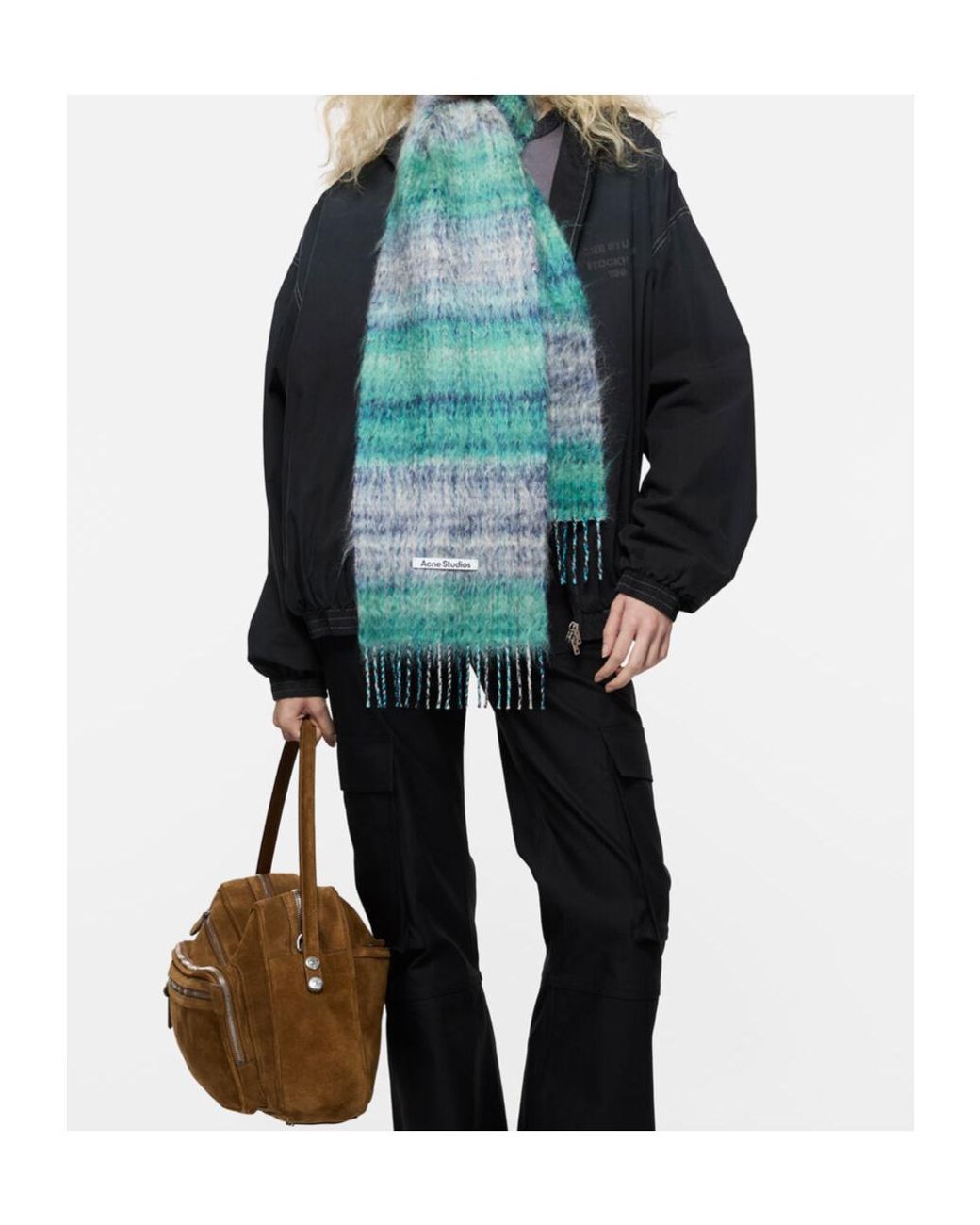 Acne Blue Fringed Mohair Scarf
