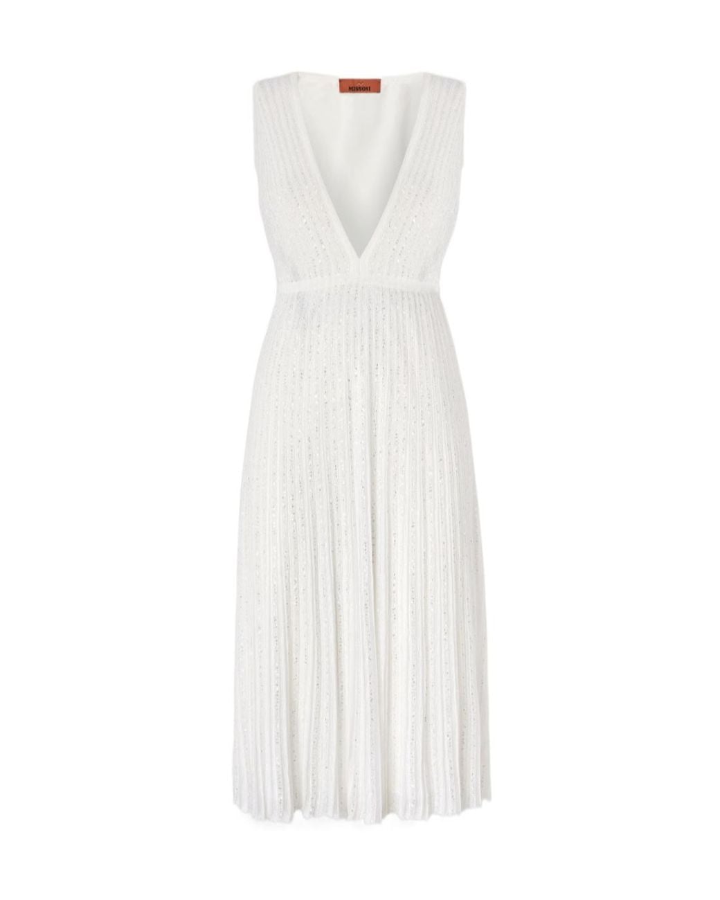 Missoni White V-Neck Midi Dress