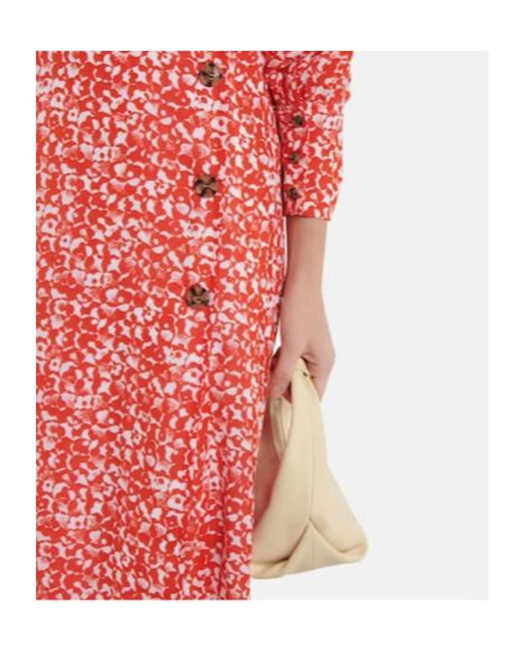 Ganni Red Floral Print Midi Dress