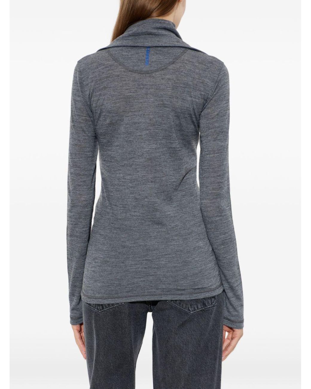 Jil Sander Gray Zip Stand-Collar Top