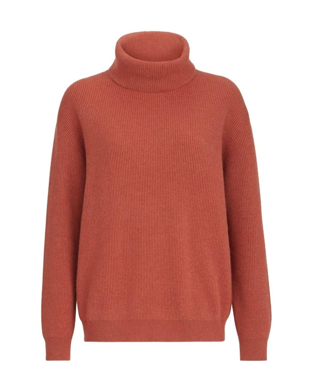 Brunello Cucinelli Red Cashmere English Rib Turtleneck Sweater With Monili