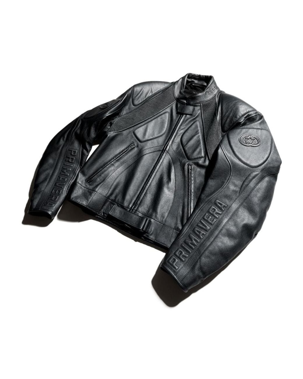 Gucci Gray Grainy Laminated Bull Leather Jacket for men