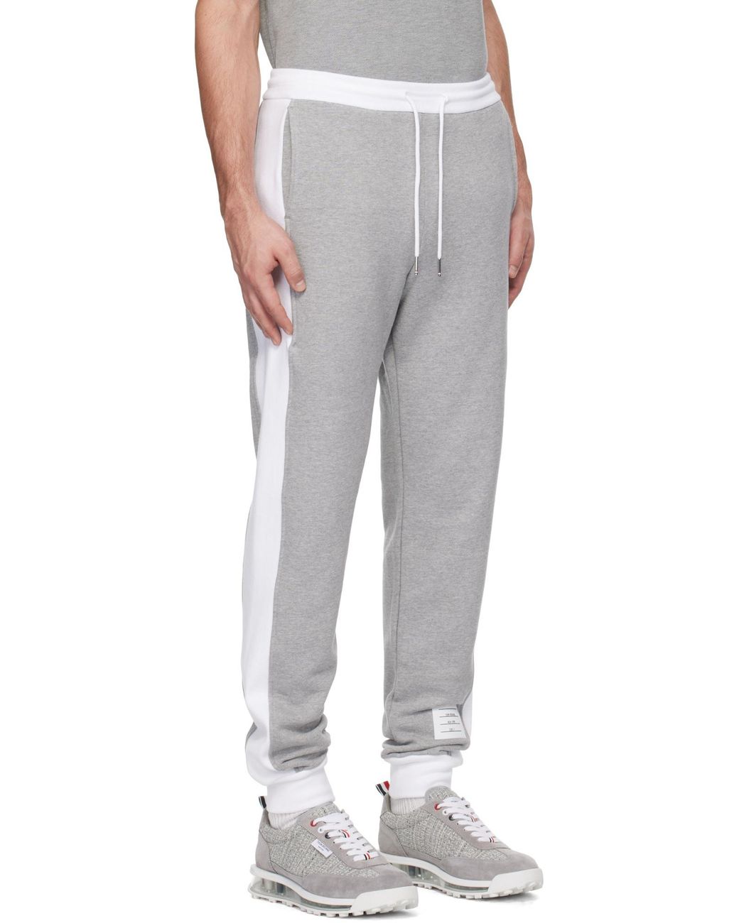 Thom Browne Gray Mid-Rise Jersey Track Trousers for men