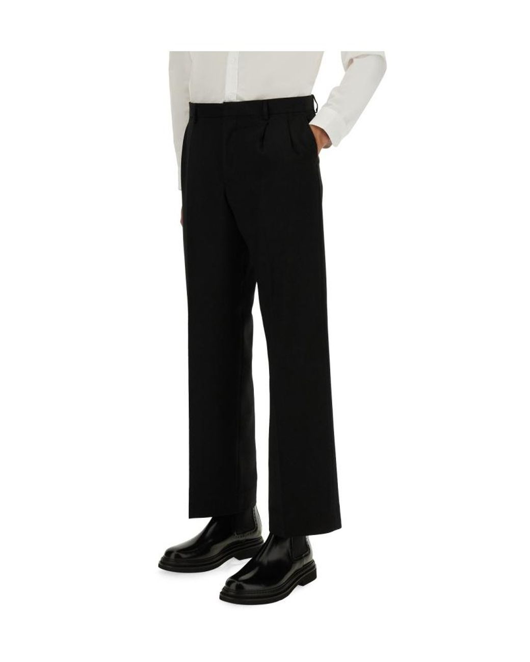 sunflower Black Pleated Wide Leg Pants for men