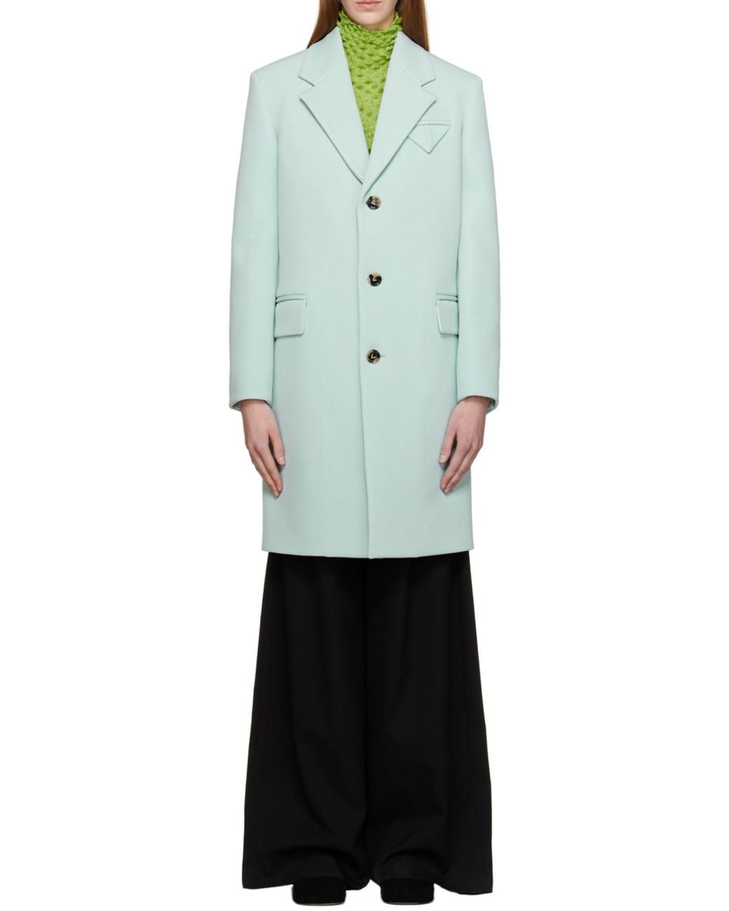 Bottega Veneta Blue Single-Breasted Buttoned Coat