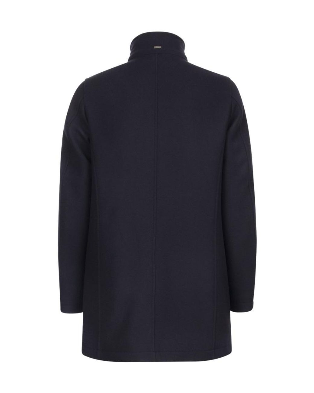 Herno Blue High-Neck Single-Breasted Coat for men