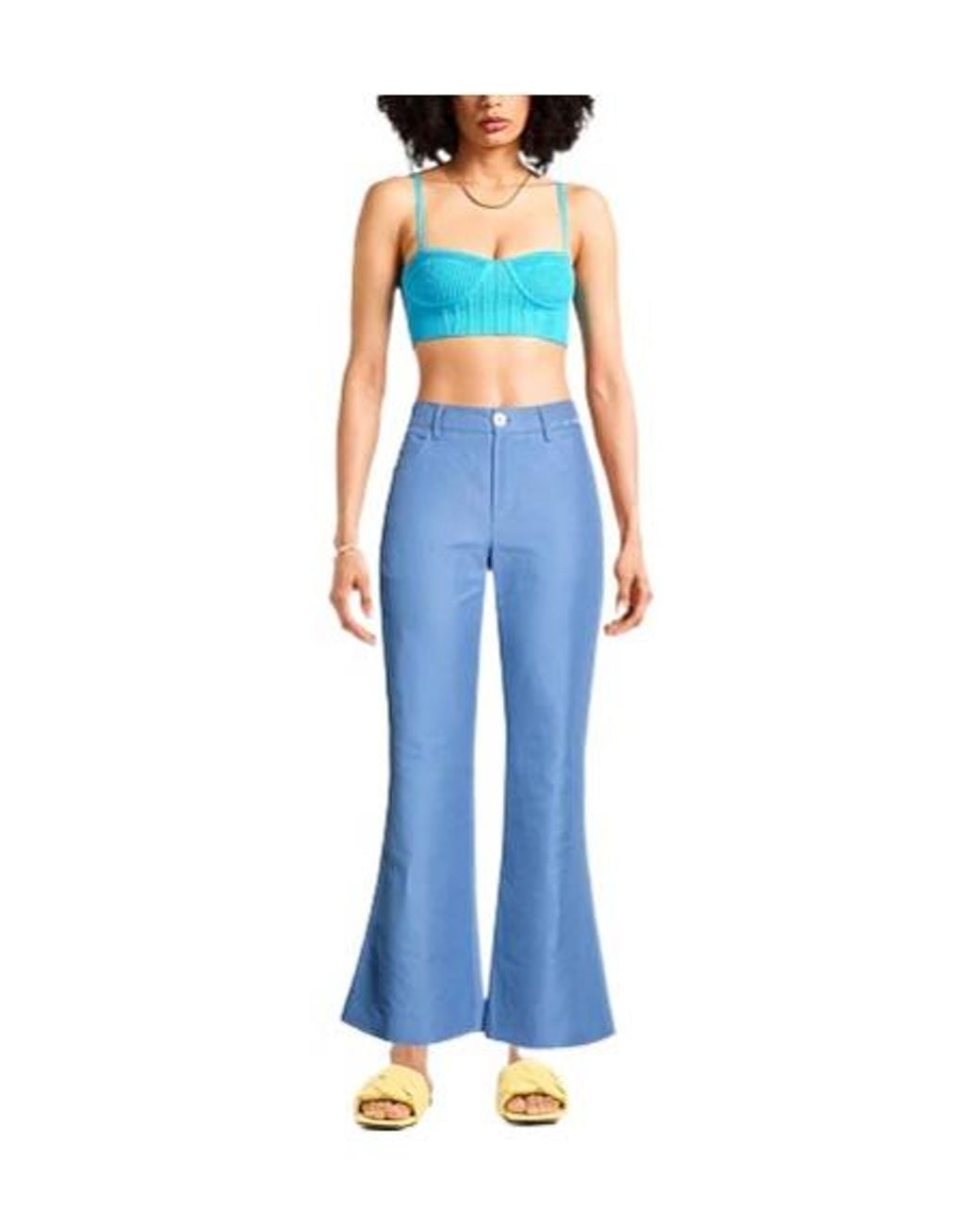 Marni Blue Solid Flare Pants
