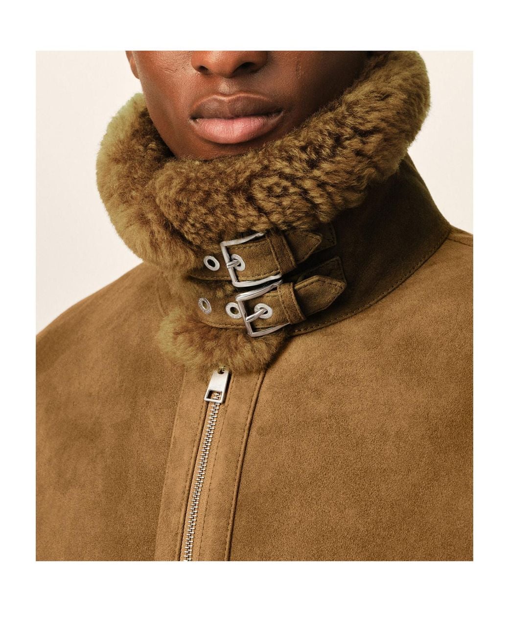 AMI Brown Sheep Shearling Aviator Jacket for men