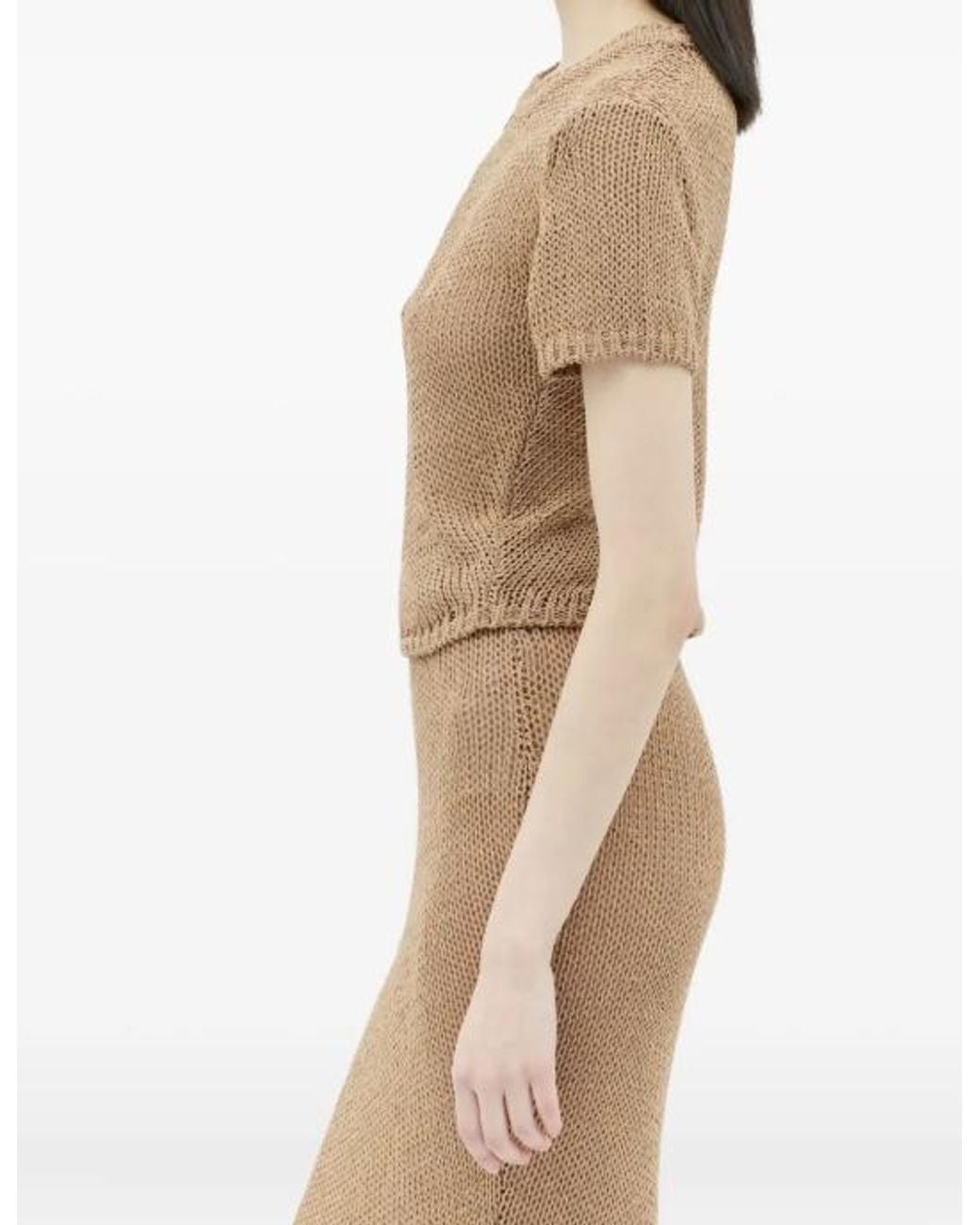 AYA MUSE Natural Atele Knitted Crewneck T-Shirt